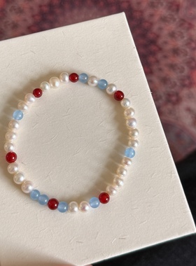 新中式天然淡水珍珠红玛瑙手链