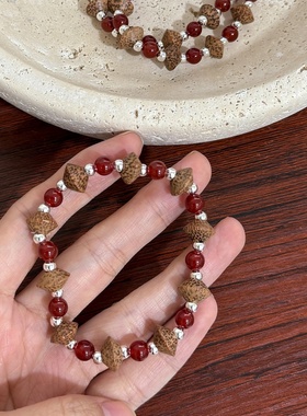 复古国风百搭叠戴菩提红玛瑙手链