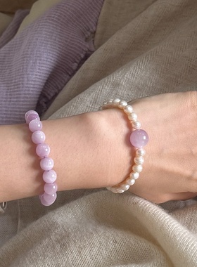 新中式天然淡水珍珠紫锂辉手串