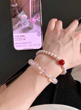 玫瑰色S925纯银天然红玛瑙高级感