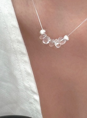 简约新中式天然白水晶猫眼珠项链