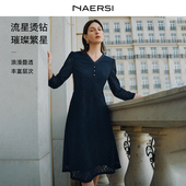 NAERSI娜尔思浪漫叠透丰富层次璀璨闪耀流星蕾丝连衣裙26春季 新款