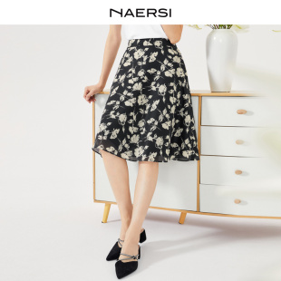 NAERSI 俏皮碎花半身裙自然腰简约A字裙简约裙子女 娜尔思时尚