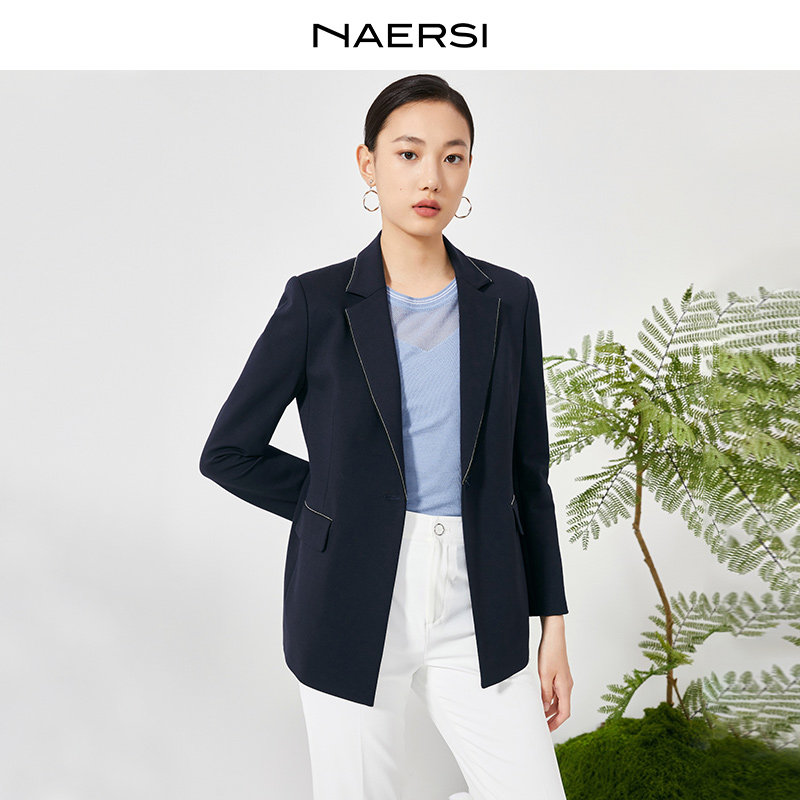 【优雅CEO】NAERSI/娜尔思25春装长袖西装修身中长款职业
