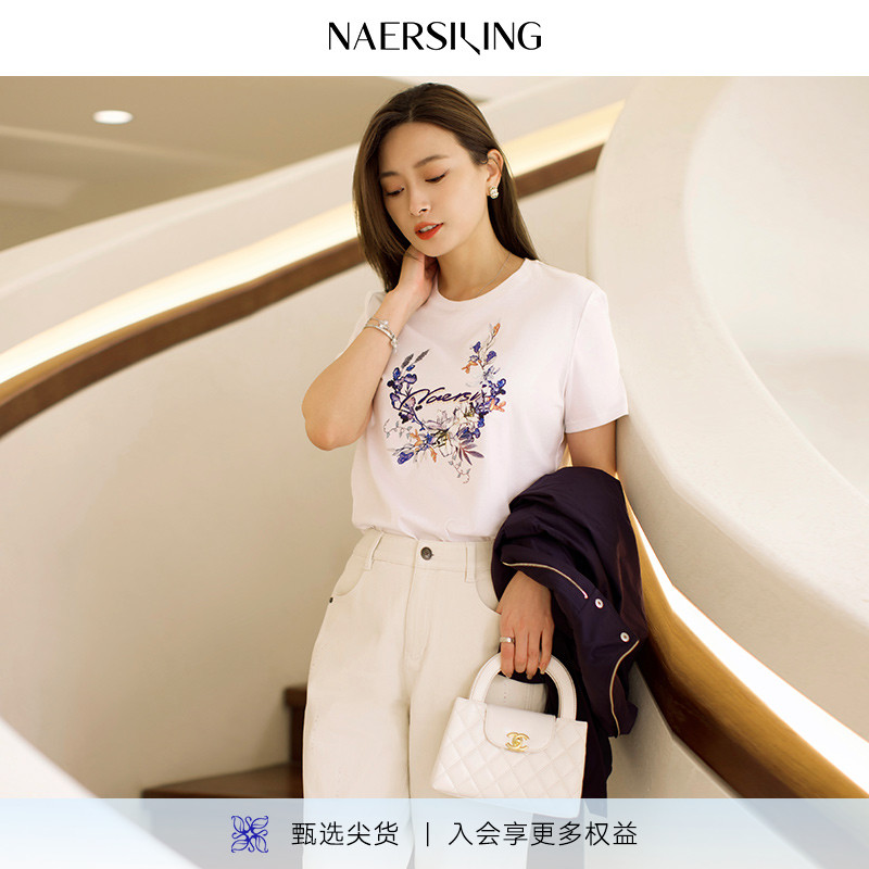 气质短袖印花商场同款圆领透气