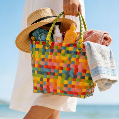 编织彩色伴手礼品篮子手提袋购物篮野餐篮洗澡篮生日宴会乔迁礼包