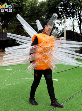 橙色星星充气服卡通气模商场广场宣传游乐园活动定制美陈装饰风机