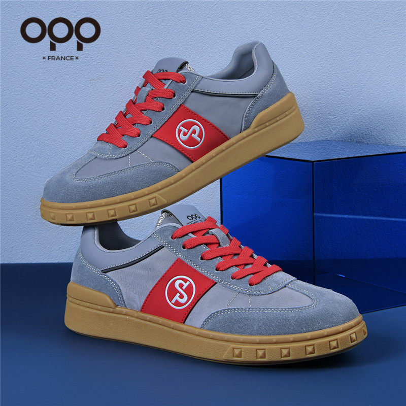 OPP男鞋春季小众潮牌高级感原创百搭真皮户外运动休闲德训板鞋男