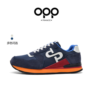 OPP男鞋春秋真皮运动休闲鞋百搭户外大码男士旅游鞋防滑阿甘鞋男