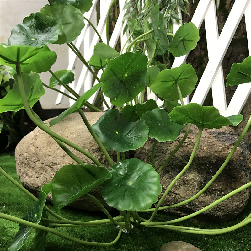 植物墙装饰植物翠绿色高仿荷苗18叶40cm长度仿真绿植花卉假草