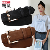 真皮女士腰带时尚 百搭牛皮裤 带装 皮带女2025新款 饰牛仔裤 腰带黑色