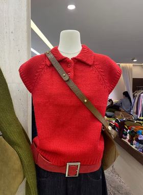 十三行高货翻领短袖针织衫2025秋冬新款韩版时尚百搭显瘦减龄上衣