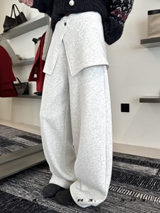 百搭阔腿休闲裤 时尚 潮 2025秋冬新款 欧洲站高货屁帘加绒卫衣弯刀裤