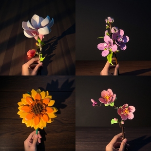 新款潘洛斯永生积木花益智拼装手工仿真玩具新年情人节礼物送女生