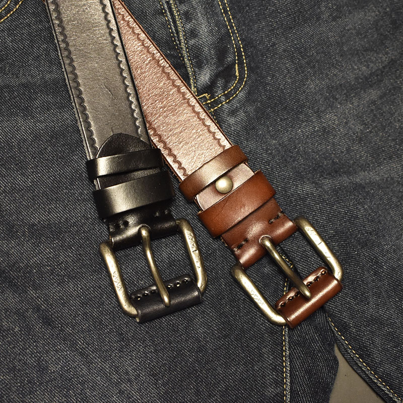 男士头层牛皮合金复古腰带