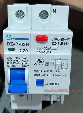 上海人民DZ47LE-63H漏电开关1P