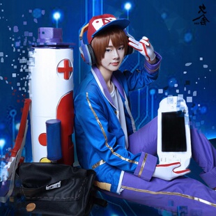 豆豆家王者荣耀鲁班七号电玩小子cos耳机 帽子 cosplay服装现货