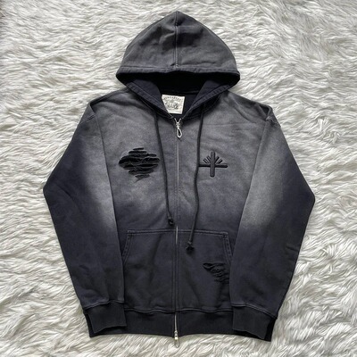 Embroidered sports shirt with holes, long pants