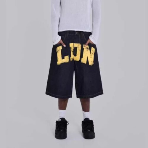 Retroprinteddenimshorts