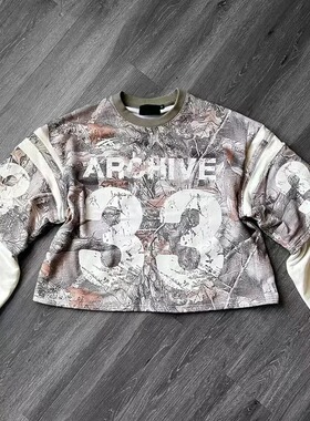 Camouflage jersey loose fabric long sleeved shirt