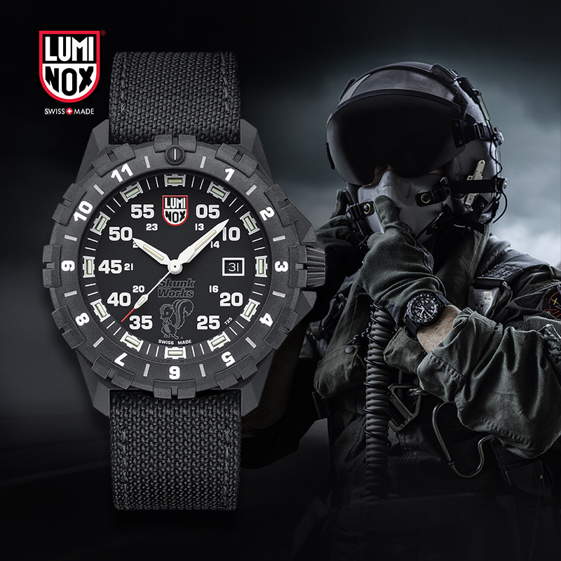 雷美诺时35周年纪念飞行员X臭鼬军迷手表腕表防水夜光 6442.H.SET