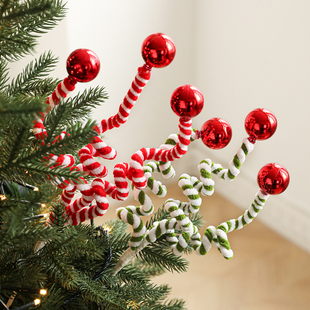 泡沫糖果毛绒扭扭棒新款插枝圣诞节装饰品摆件圣诞树插花节日布置