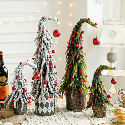 金石缘圣诞节装饰迷你歪脖子圣诞树氛围装扮道具桌面摆件场景布置