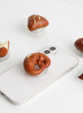 ins风碱水面包迷你mini手机壳伸缩气囊支架粘贴小众手工高级感