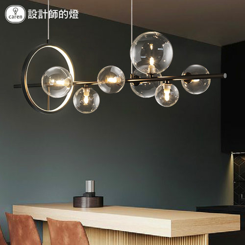 轻奢餐厅吊灯北欧现代个性设计长条吧台灯具网红创意餐桌泡泡灯饰