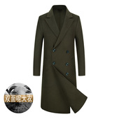 断码 英伦无羊绒风衣外套 长款 男装 秋冬双面呢羊毛呢子大衣男韩版