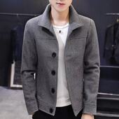 新款 男士 呢子夹克加厚毛呢大衣 短款 秋冬季 毛呢外套韩版 潮流修身