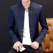 立领中山装 男士 修身 男韩版 休闲男外套青年单西服帅气褂子潮 小西装