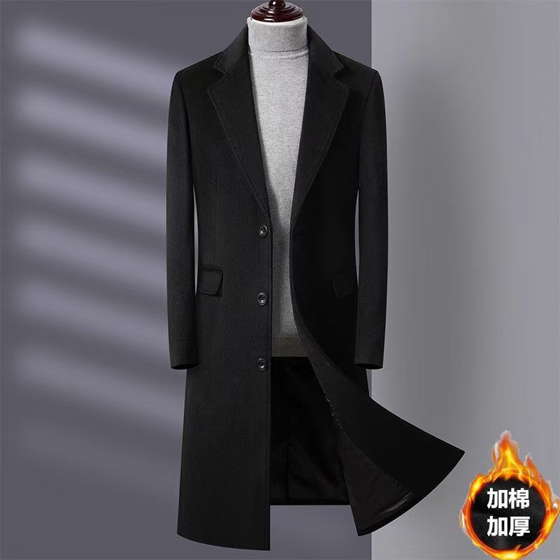 秋冬男士新款羊毛呢大衣休闲商务过膝长款呢子风衣加棉单排扣男装,男装,毛呢大衣,淘宝优惠券,粉丝福利购,淘宝优惠卷