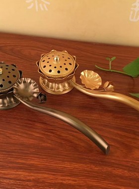 珍珠金色手持檀香炉佛具