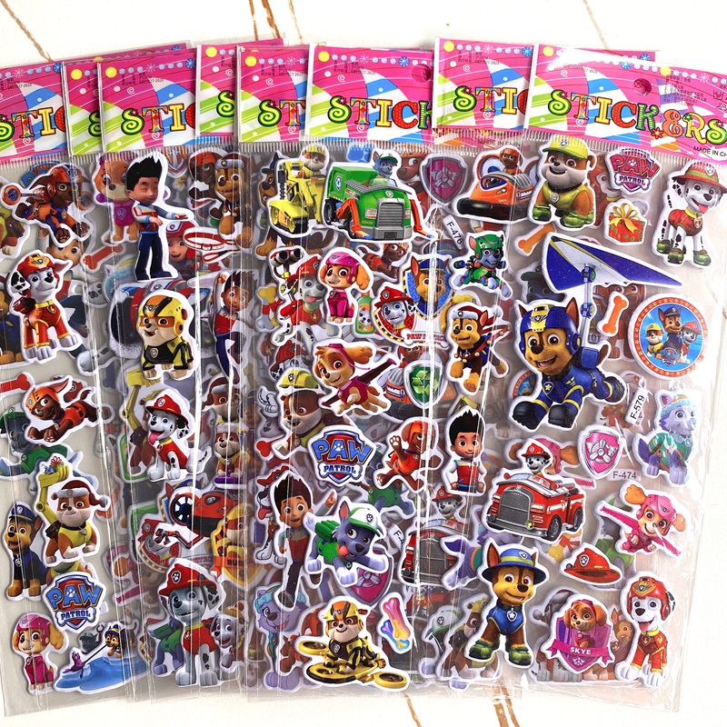 汪汪队立大功阿奇毛毛天天立体泡泡贴爆款可爱动画片儿童玩具贴画