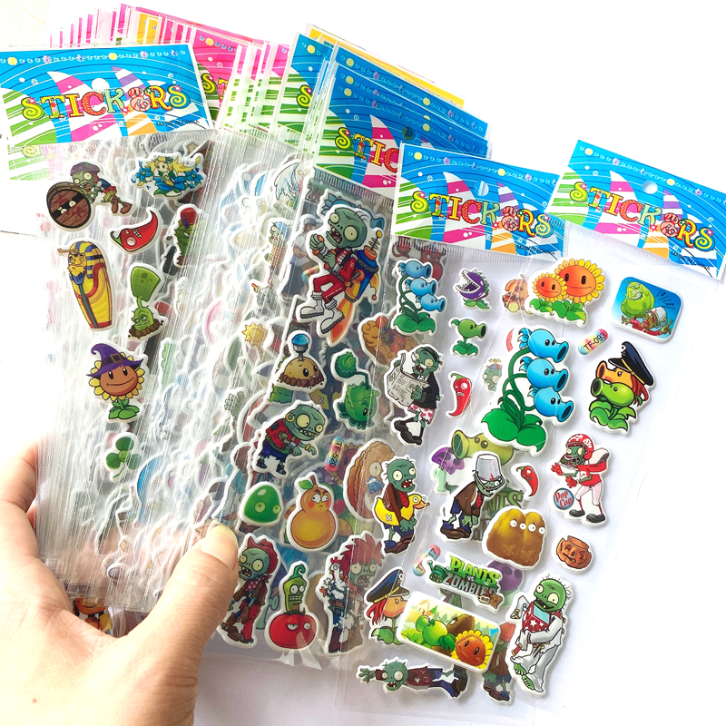 植物大战僵尸玩具奥特曼恐龙交通工具爱莎黏贴纸立体泡泡棉3D贴画