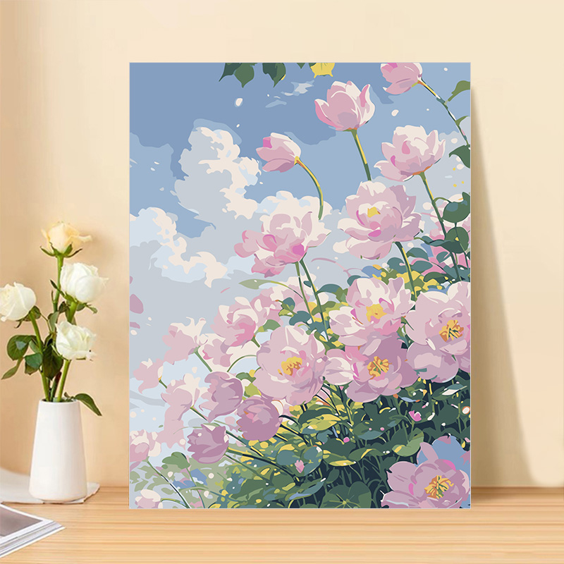 新款數字油畫diy填充花卉風景