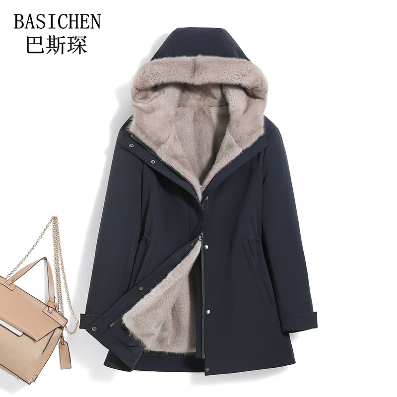 水貂内胆派克服女2025新款整貂内胆可拆卸中长款尼克服皮草冲锋衣