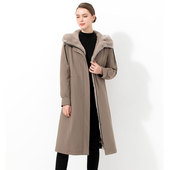 整貂可拆卸尼克服连帽皮草大衣冬 貂皮内胆派克服女中长款 爆款 貂袖