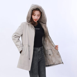 派克服女短款2025冬水貂獭兔毛内胆小个子皮草尼克服女整貂皮外套