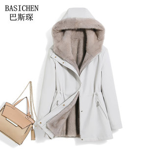 派克服女整貂内胆可拆卸2025新款 貂皮皮草冲锋衣 水貂毛尼克服短款