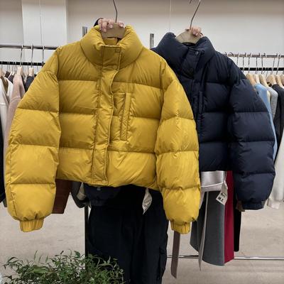 冬季文艺立领拉链90白鸭绒羽绒服