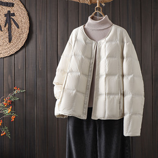 加厚羽绒服 90%白鸭绒保暖外套女抽绳摆圆领长袖 2025文艺冬季 时尚