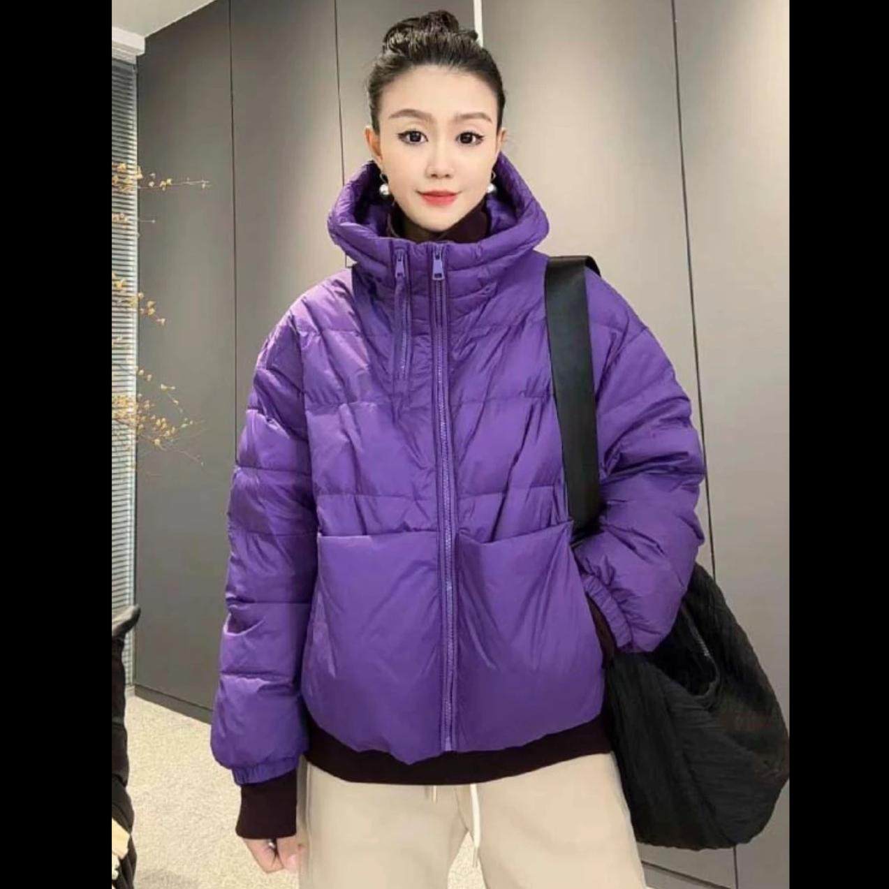 安迪娅诺2025简约时尚双拉链连帽休闲口袋羽绒服女白鸭绒保暖外套,女装/女士精品,羽绒服,淘宝优惠券,粉丝福利购,淘宝优惠卷