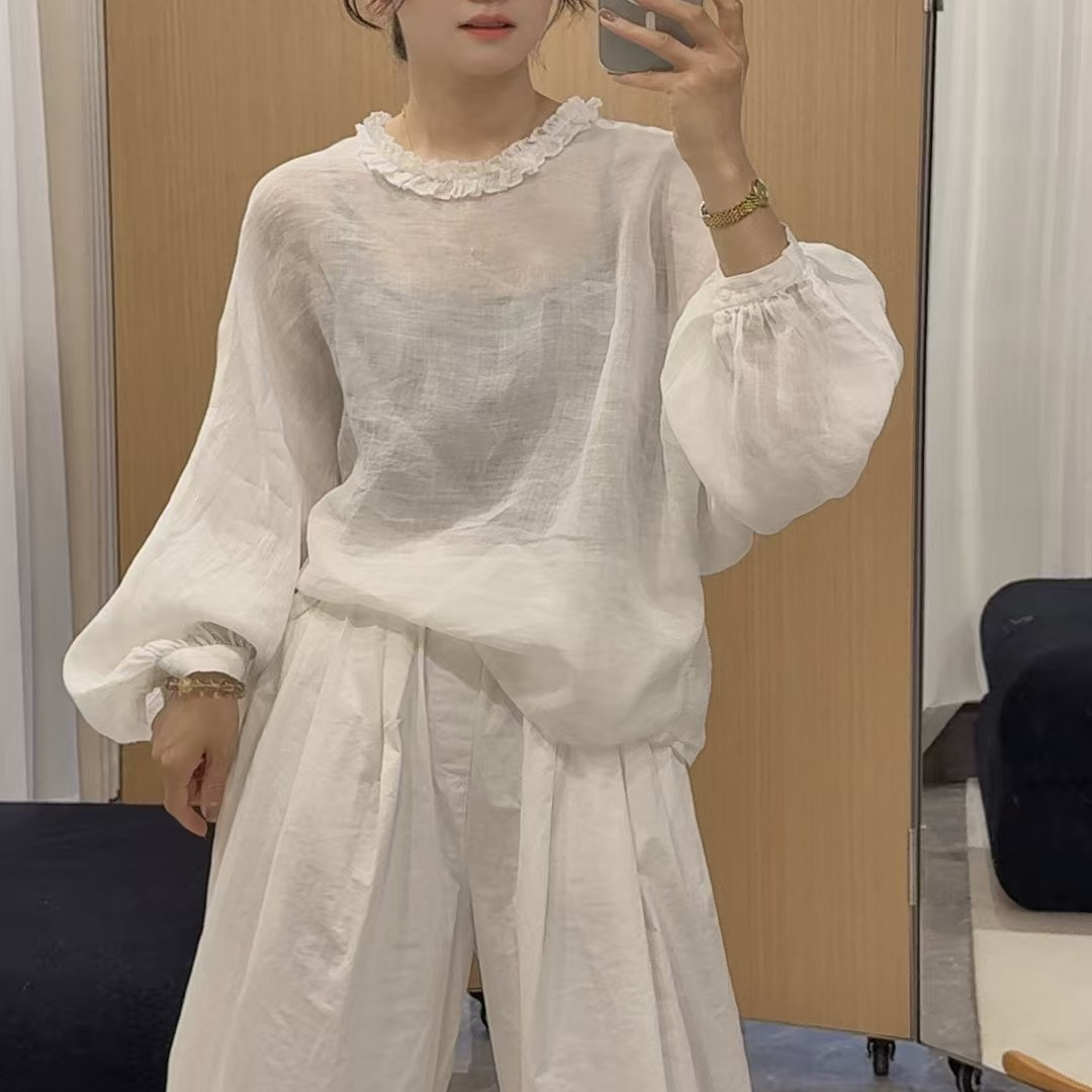 前后两穿设计感时尚苎麻小衫女