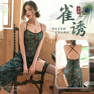 情裙衣服蕾丝情感趣味睡衣旗袍制服纯欲床上长款吊带睡裙女性感夏