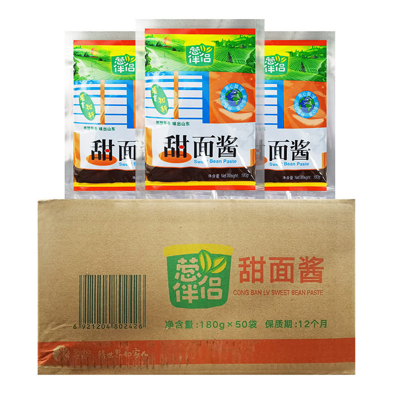 欣和葱伴侣6月香甜面酱180g*50袋装整箱炸酱面烤鸭炸串手抓饼蘸酱