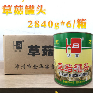 6罐食用菌炒菜火锅披萨烘焙原料食品商用 华宾整装 草菇罐头2840g