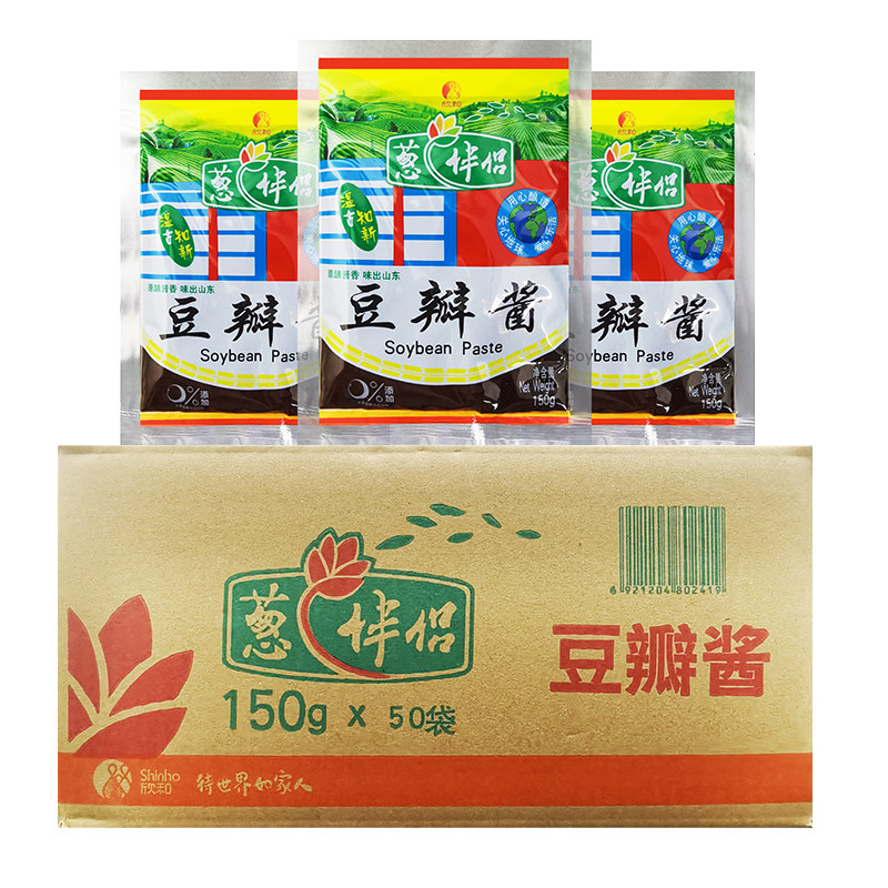 欣和葱伴侣6月香豆瓣酱150g*50袋整箱咸香煎饼炒菜拌面黄豆酱家用