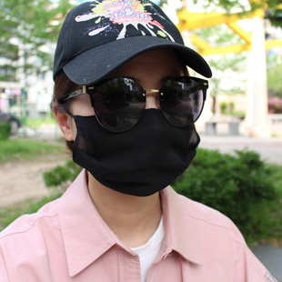 单层真丝口罩桑蚕丝双层乔其薄超透气加大尺寸23*16cm黑色